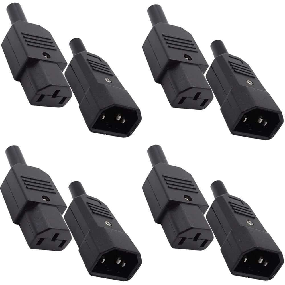 VISSQH 8pcs IEC 320 C14 Mâle à C13 Femelle Plugs pour Ordinateurs et Imprimantes, Sécurité secteur 250V 10A Modulable